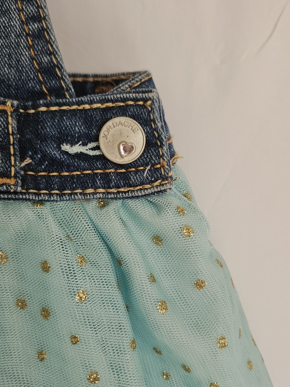 Jordache Denim & Tulle Butterfly Dress Toddler Girls Size 2T Blue Mint Green - Picture 4 of 8